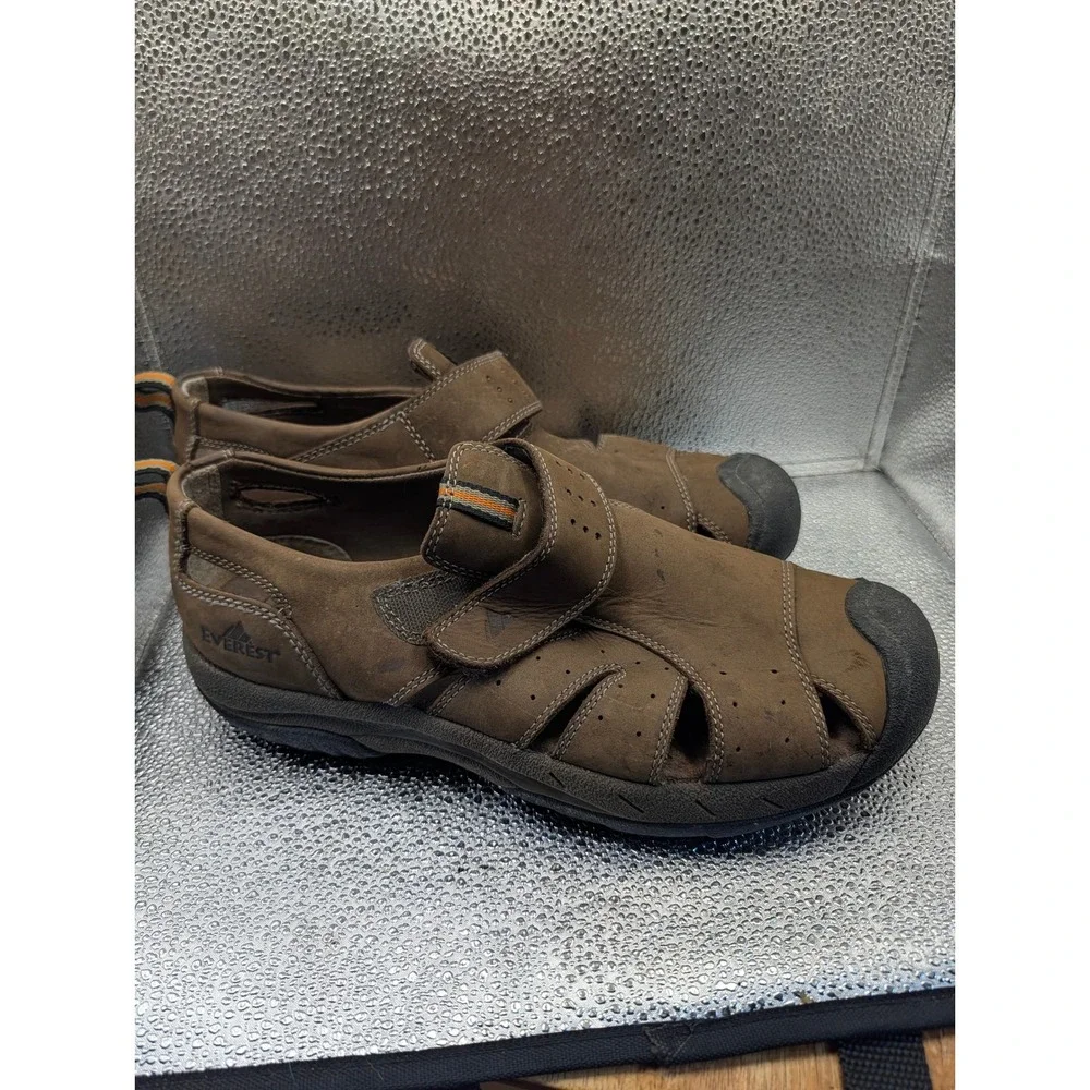 Everest Mens Brown Waterproof Hiking Sandals Closed Toe Fisherman Size 10M